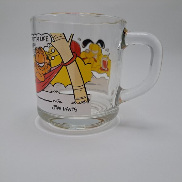McDonalds Garfield Glass Mug Coffee Cup 1978 Cartoon Jim Davis Collectible - Picture 6 of 8